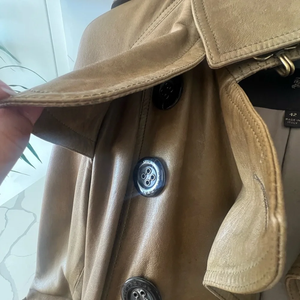 Burberry Leather Trench Double-Breasted Coat - Picture 5 of 10